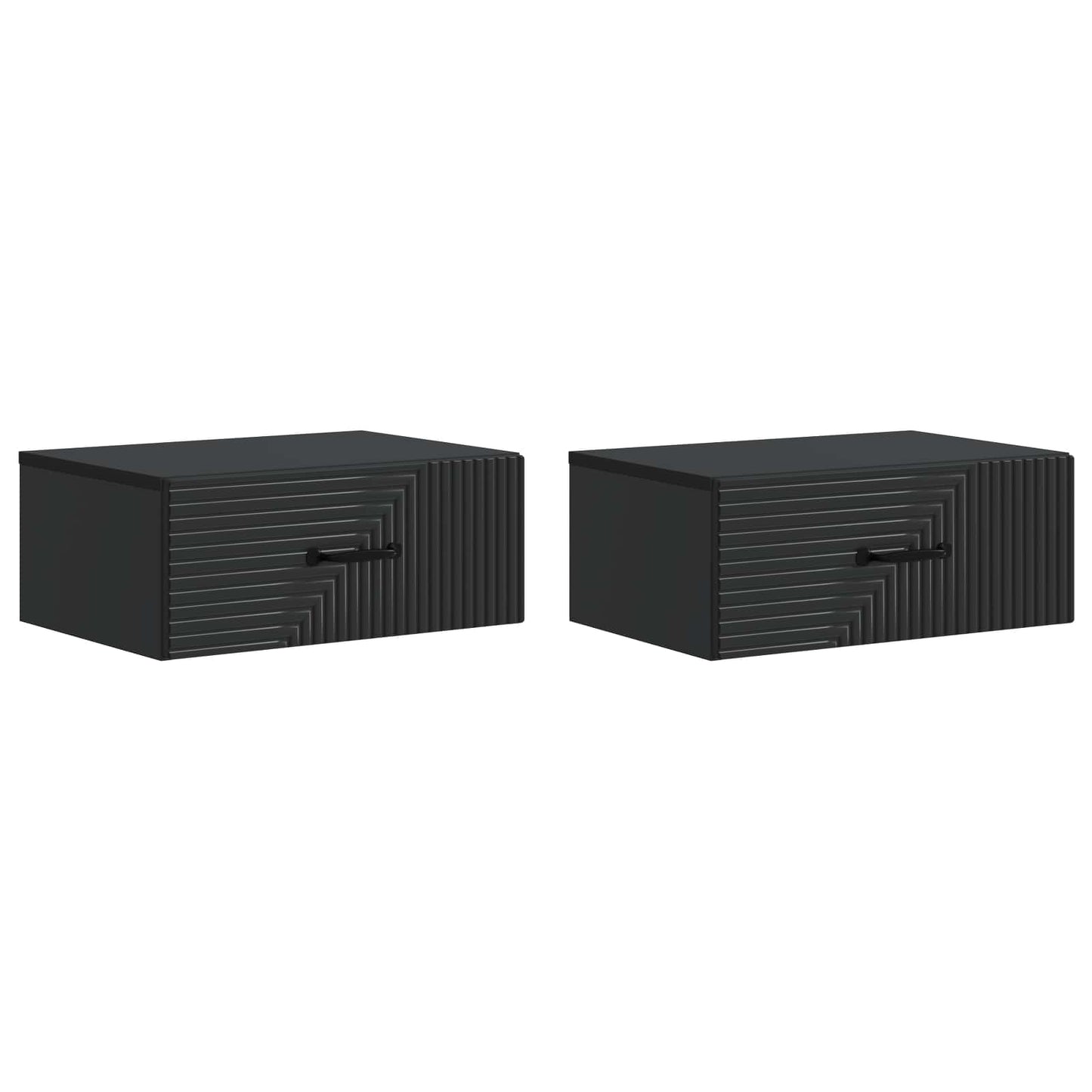 vidaXL Wall-Mounted Bedside Cabinet 2 pcs Black 49 x 34.5 x 20 cm 2