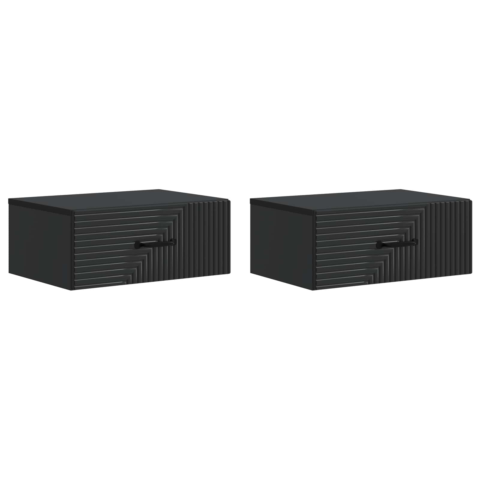 vidaXL Wall-Mounted Bedside Cabinet 2 pcs Black 49 x 34.5 x 20 cm 2