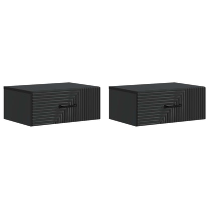 vidaXL Wall-Mounted Bedside Cabinet 2 pcs Black 49 x 34.5 x 20 cm 2