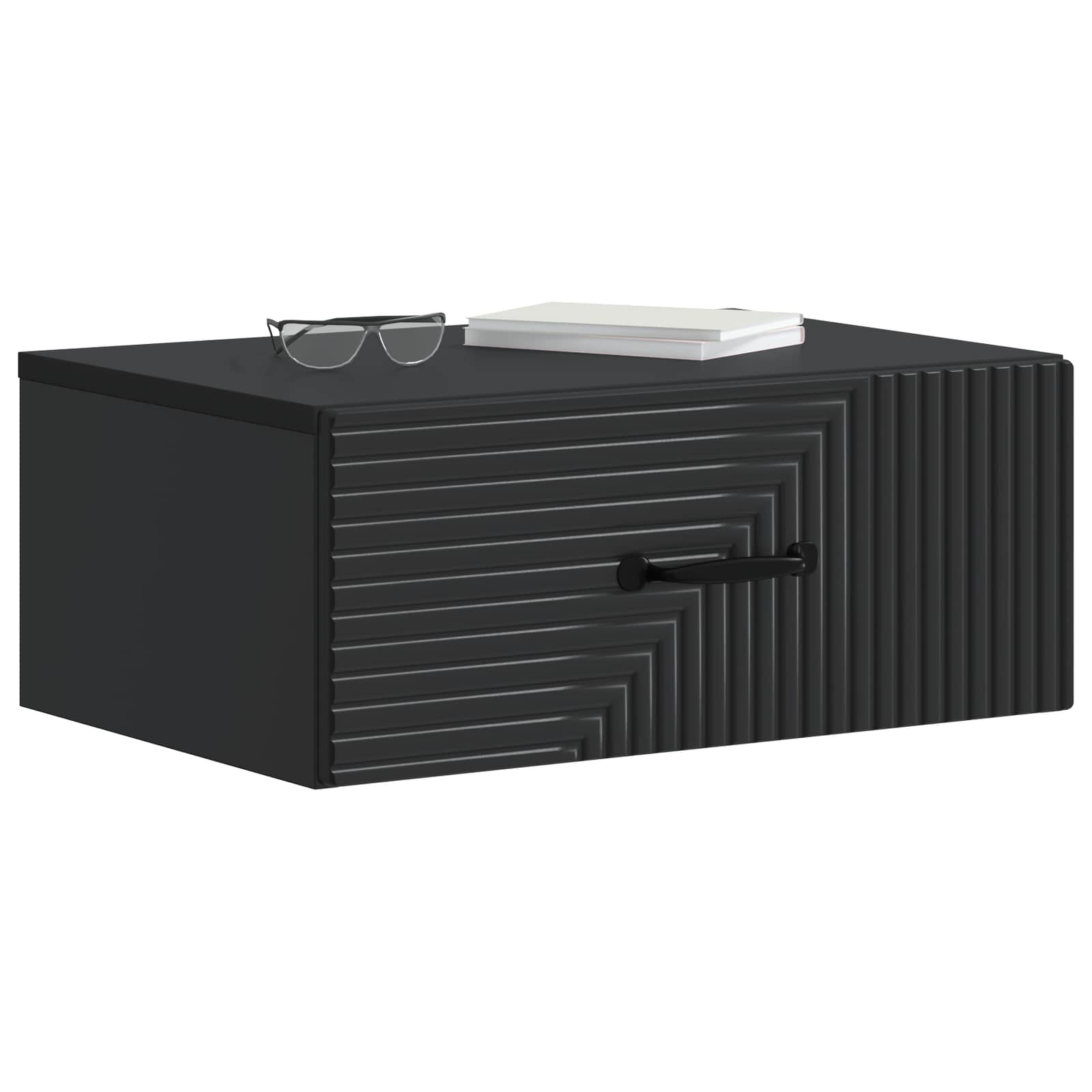 vidaXL Wall-Mounted Bedside Cabinet 2 pcs Black 49 x 34.5 x 20 cm 3