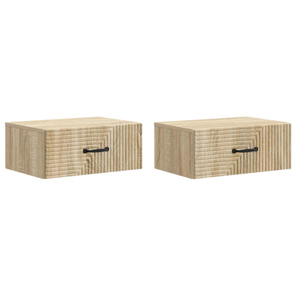 vidaXL Wall-Mounted Bedside Cabinet 2 pcs Sonoma Oak 49 x 34.5 x 20 cm 2