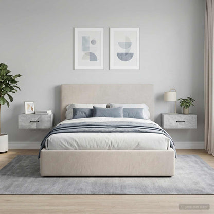 vidaXL Wall-Mounted Bedside Cabinet 2 pcs Concrete Grey 4