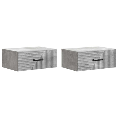 vidaXL Wall-Mounted Bedside Cabinet 2 pcs Concrete Grey 2