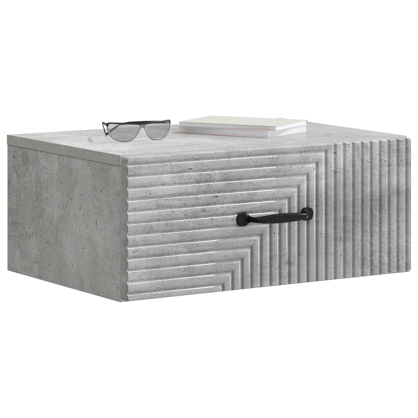 vidaXL Wall-Mounted Bedside Cabinet 2 pcs Concrete Grey 3