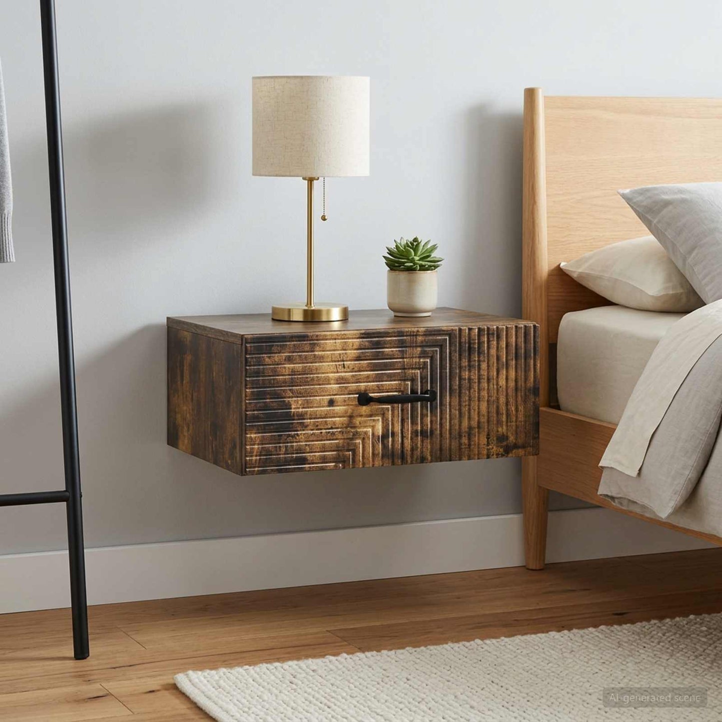 vidaXL Wall-Mounted Bedside Cabinet 2 pcs Smoked Oak 49 x 34.5 x 20 cm 4