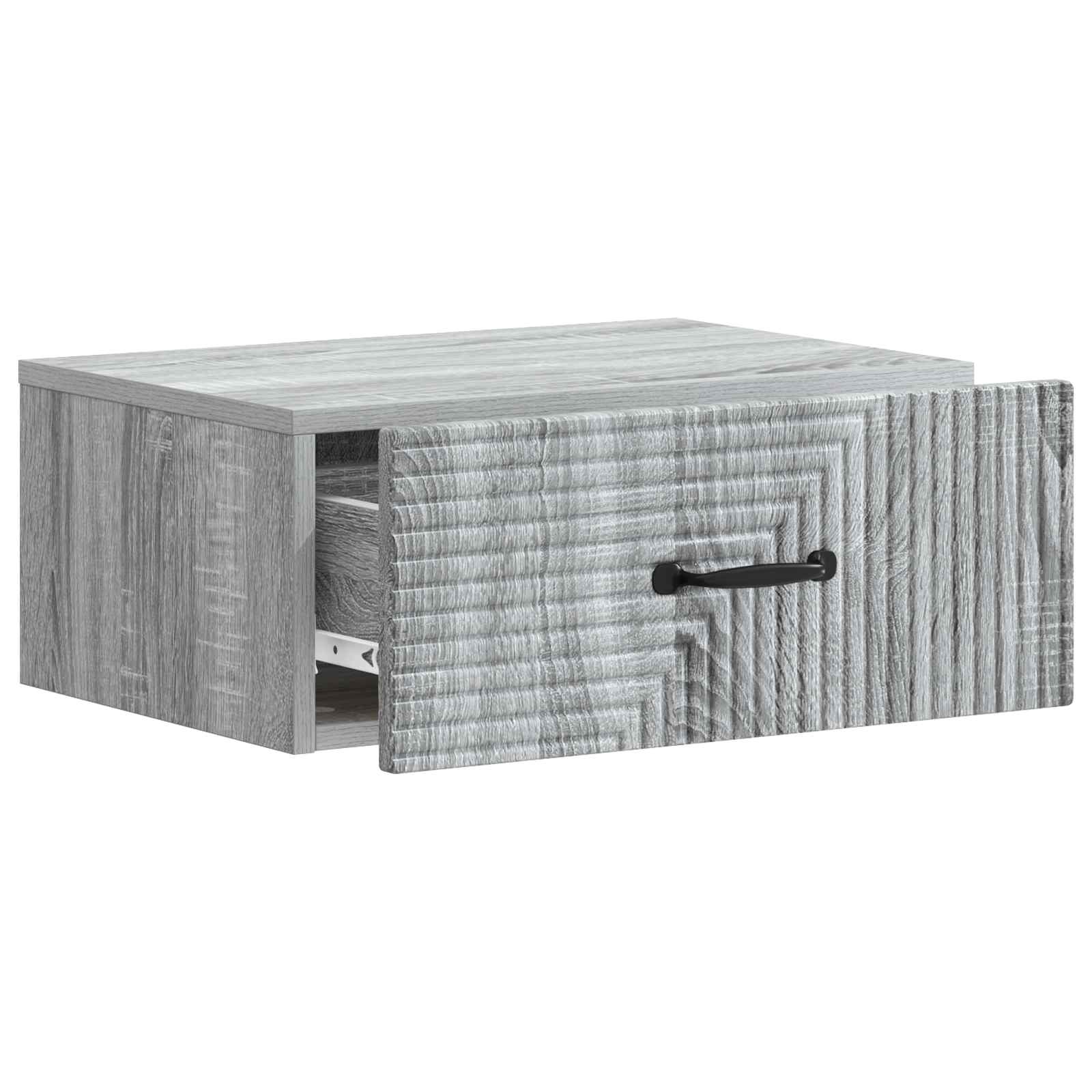vidaXL Wall-Mounted Bedside Cabinet 2 pcs Grey Sonoma 6