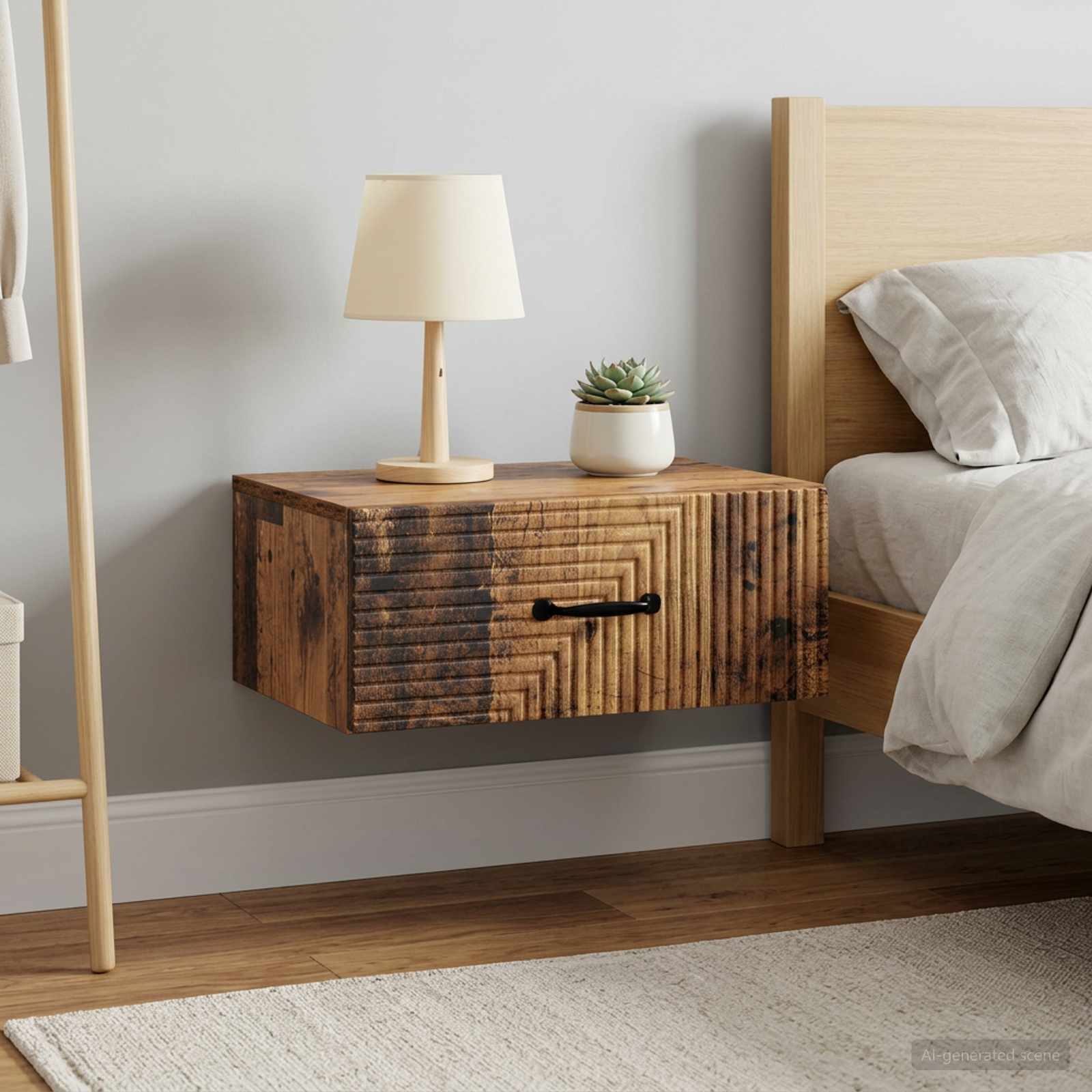 vidaXL Wall-Mounted Bedside Cabinet 2 pcs Old Wood 49 x 34.5 x 20 cm 4