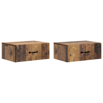 vidaXL Wall-Mounted Bedside Cabinet 2 pcs Old Wood 49 x 34.5 x 20 cm 2