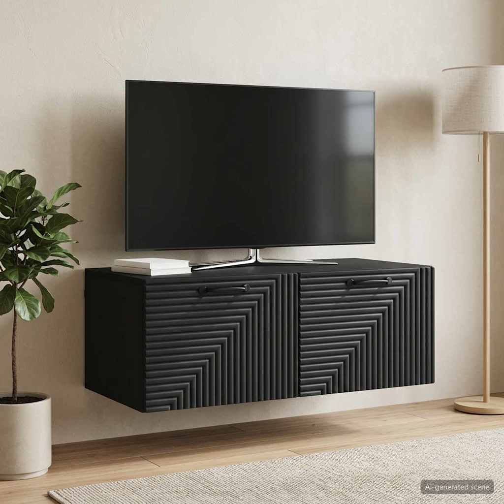 vidaXL Wall-Mounted TV Cabinet Black 78.5 x 41 x 30 cm Engineered Wood 4