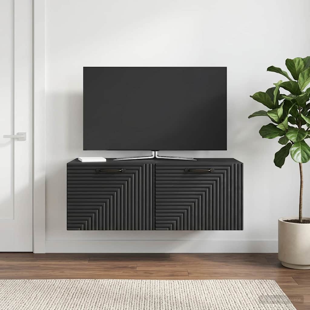 vidaXL Wall-Mounted TV Cabinet Black 78.5 x 41 x 30 cm Engineered Wood 1