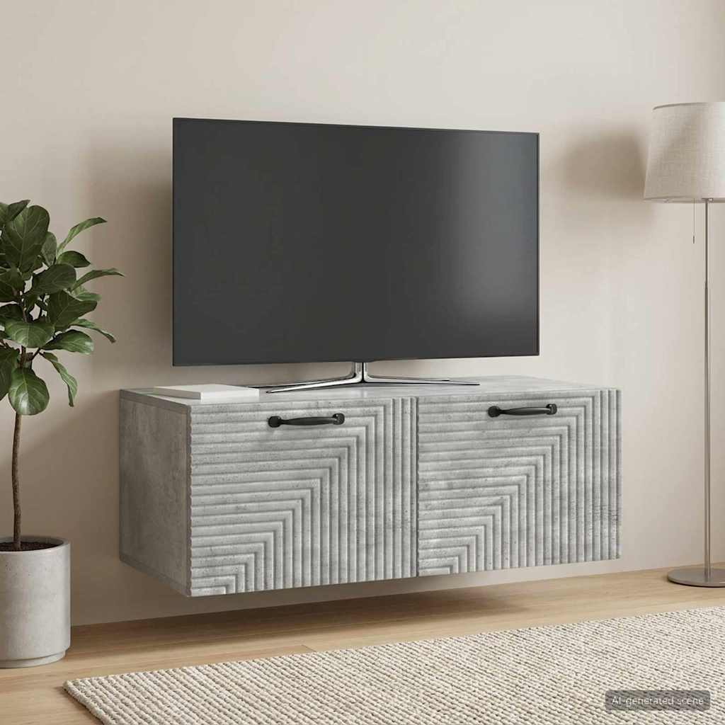 vidaXL Wall-Mounted TV Cabinet Concrete Grey 78.5 x 41 x 30 cm 4