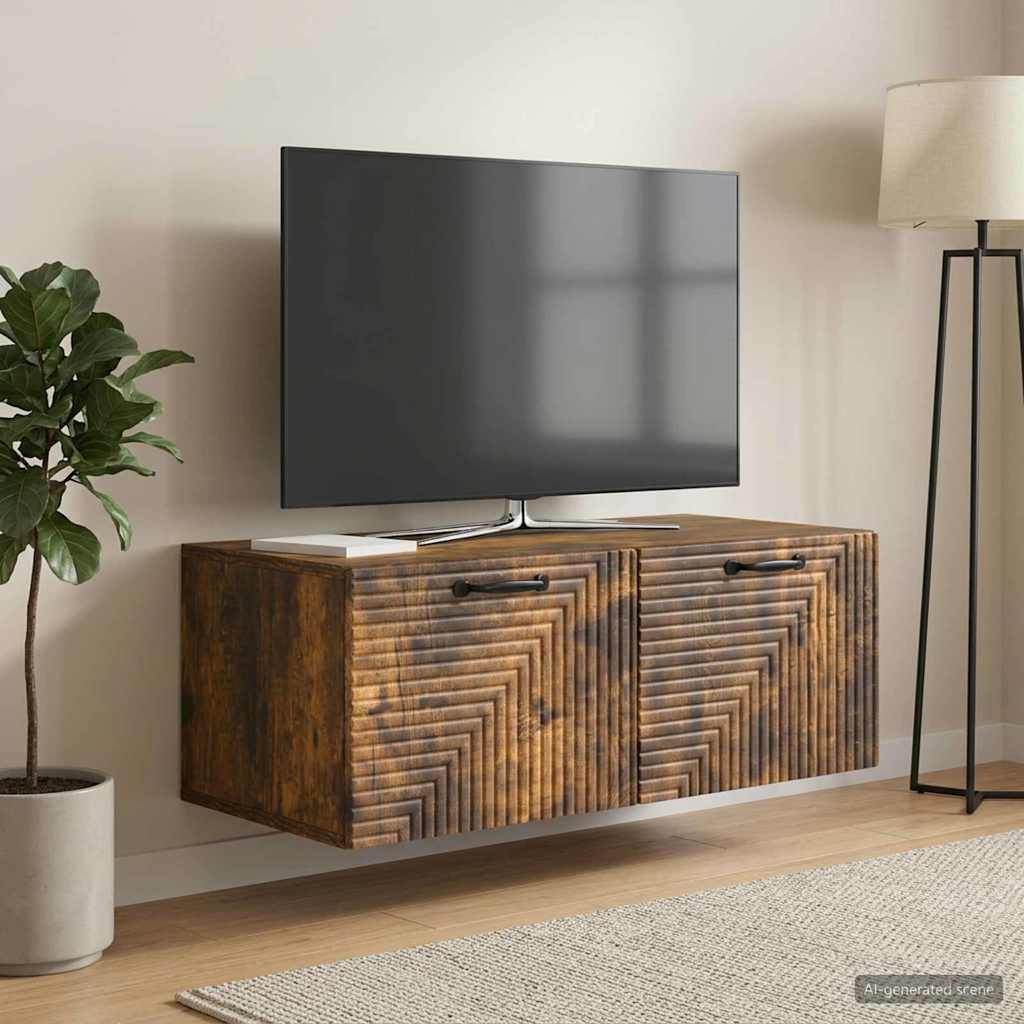 vidaXL Wall-Mounted TV Cabinet Smoked Oak 78.5 x 41 x 30 cm 1