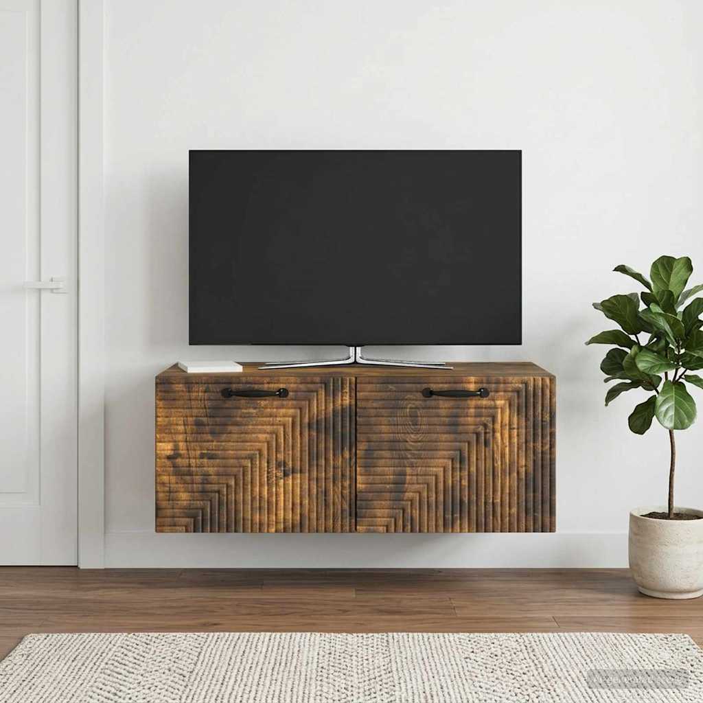 vidaXL Wall-Mounted TV Cabinet Smoked Oak 78.5 x 41 x 30 cm 4