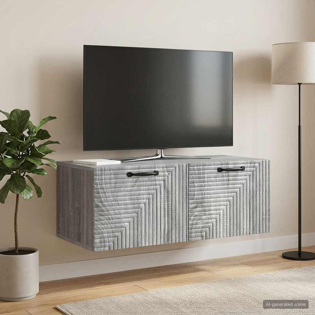vidaXL Wall-Mounted TV Cabinet Grey Sonoma 78.5 x 41 x 30 cm 4