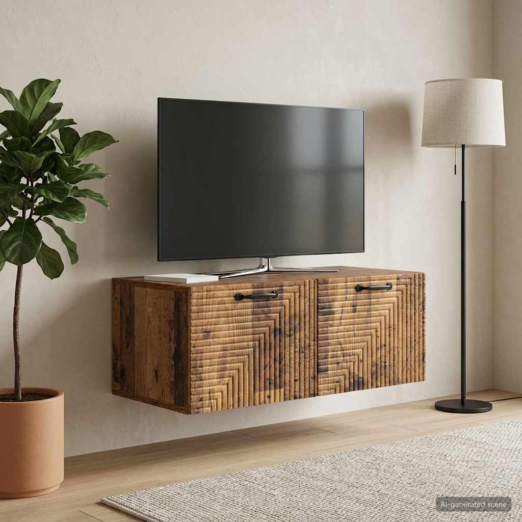vidaXL Wall-Mounted TV Cabinet Wall-mounted Old Wood 78.5 x 41 x 30 cm 1