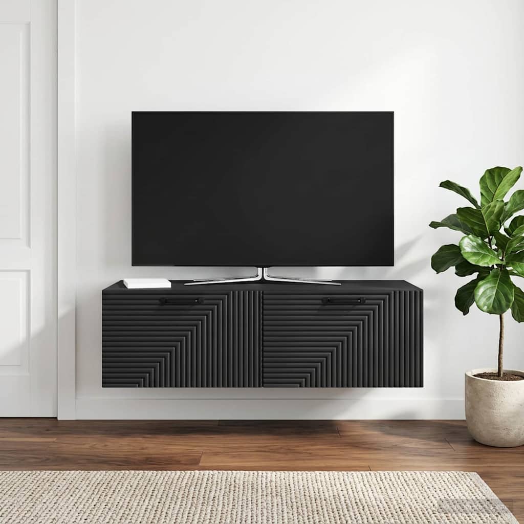Wall-Mounted TV Cabinet 98 x 41 x 30 cm Drop 41 cm Width 98 cm Black