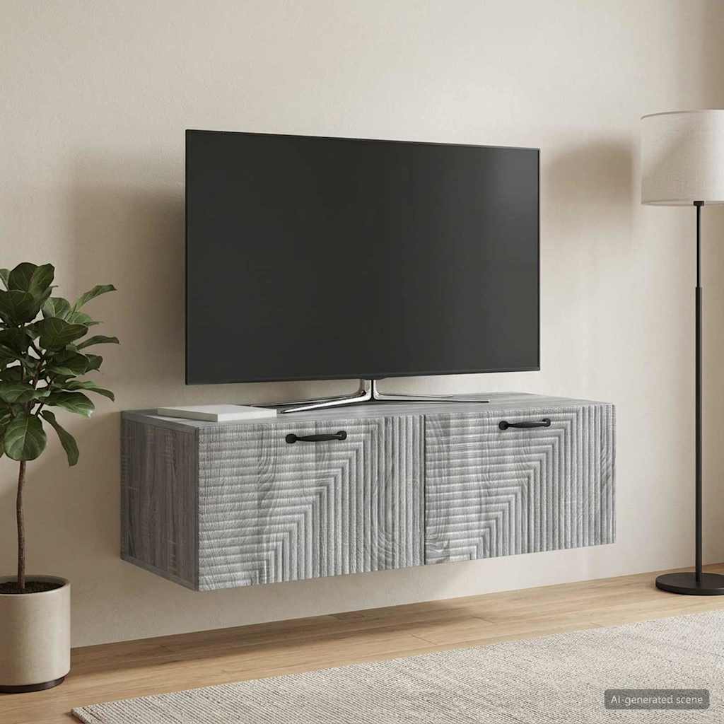 Wall-Mounted TV Cabinet 98 x 41 x 30 cm Drop 41 cm Width 98 cm Grey sonoma