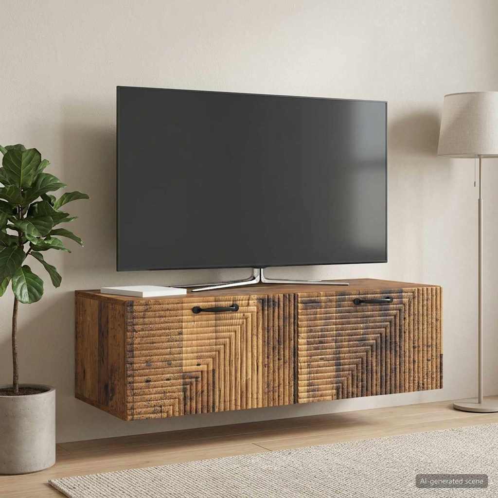 vidaXL Wall-Mounted TV Cabinet Wall-mounted Old Wood 98 x 41 x 30 cm 4