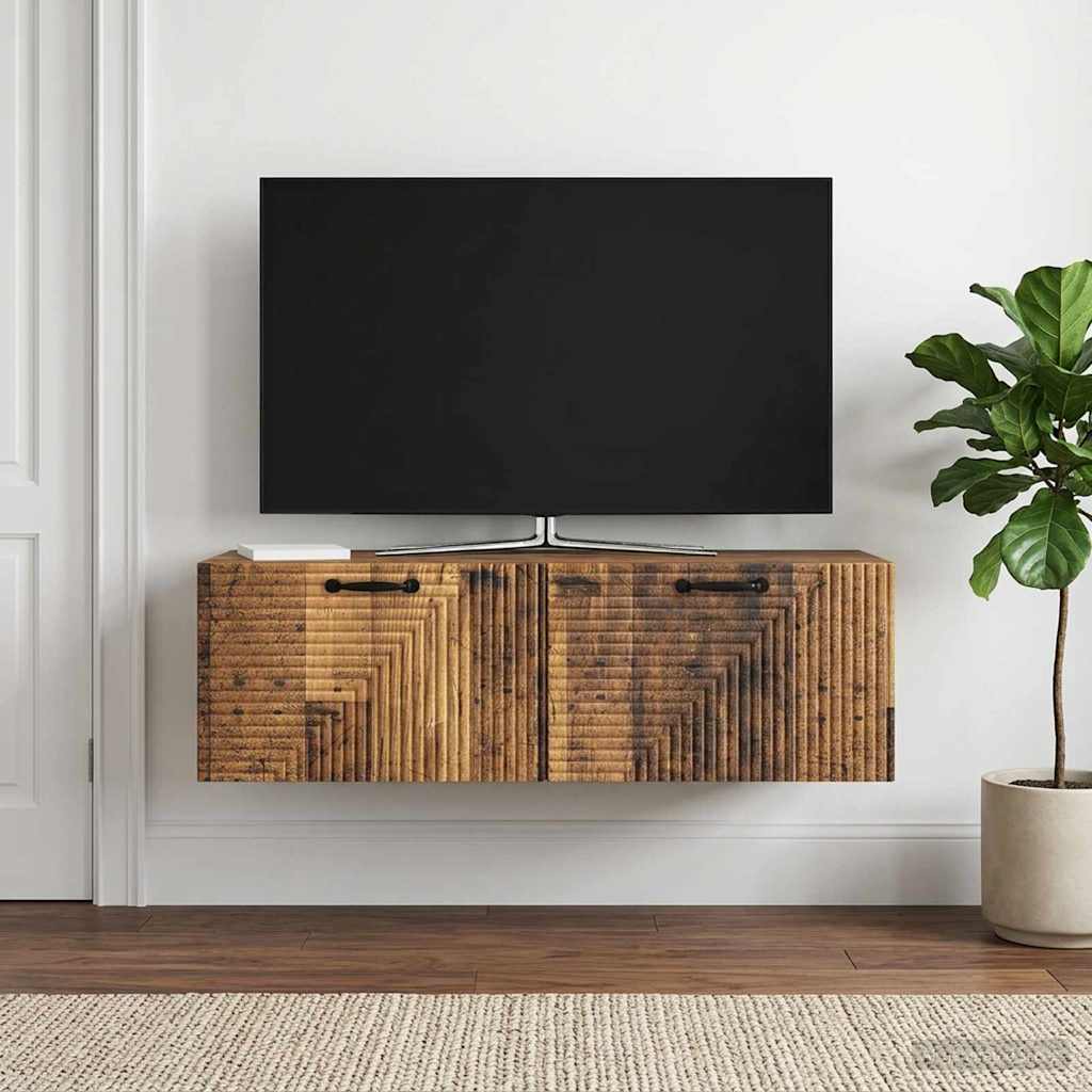 vidaXL Wall-Mounted TV Cabinet Wall-mounted Old Wood 98 x 41 x 30 cm 1