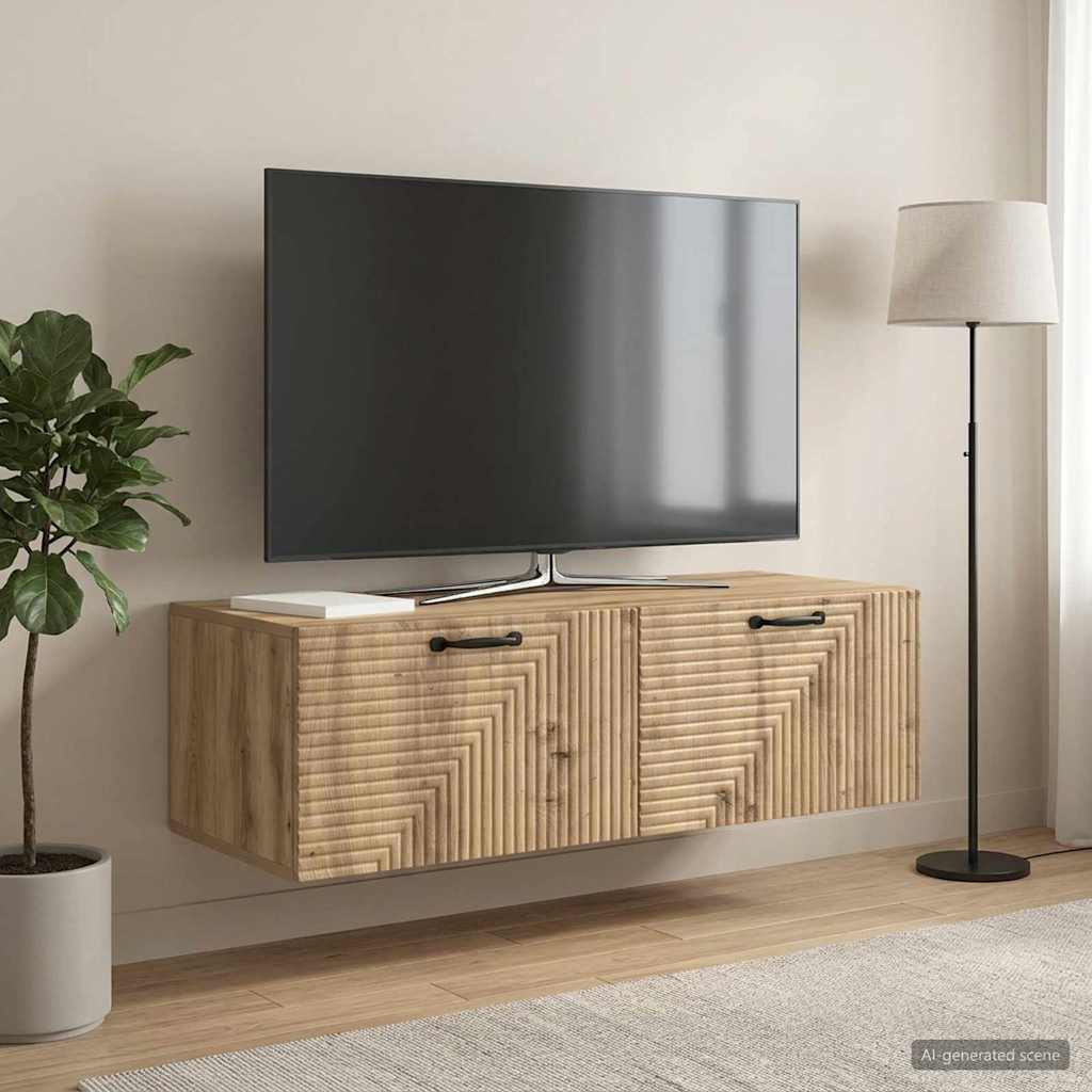 vidaXL Wall-Mounted TV Cabinet 98 x 41 x 30 cm Artisan Oak 4