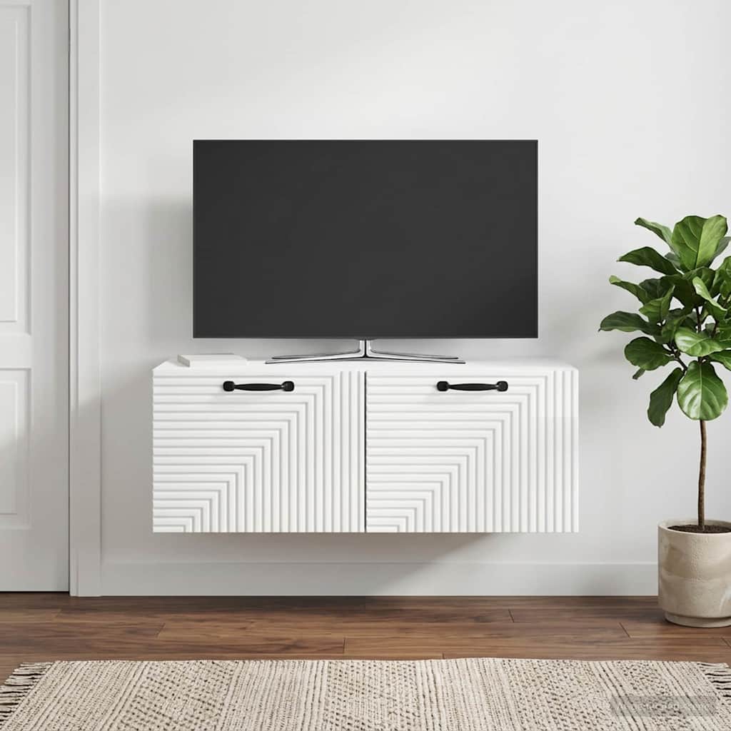 vidaXL Wall-Mounted TV Cabinet High Gloss White 78.5 x 31 x 30 cm 4