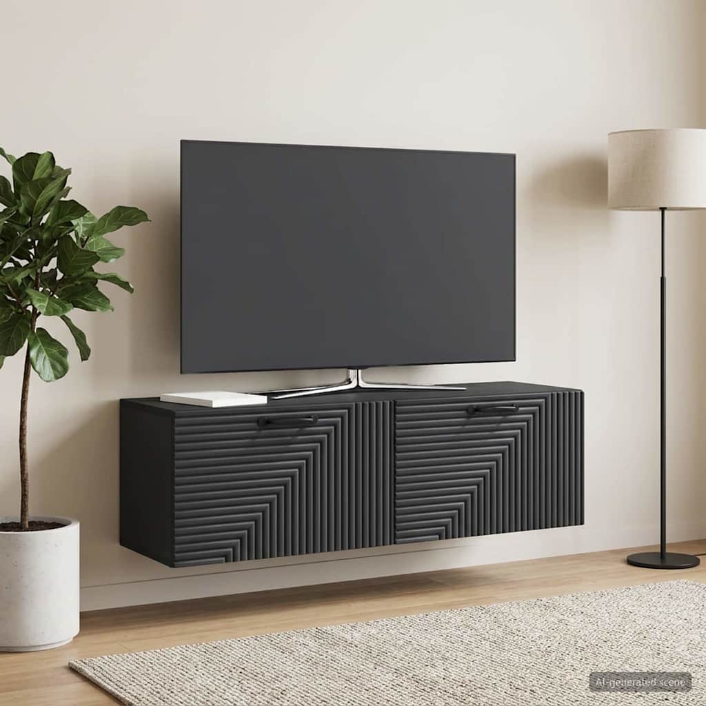 vidaXL Wall-Mounted TV Cabinet Black 98 x 31 x 30 cm Engineered Wood 1