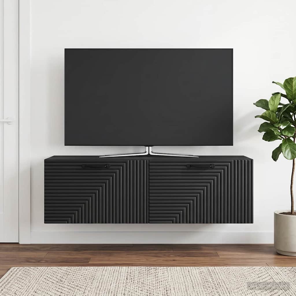 vidaXL Wall-Mounted TV Cabinet Black 98 x 31 x 30 cm Engineered Wood 4