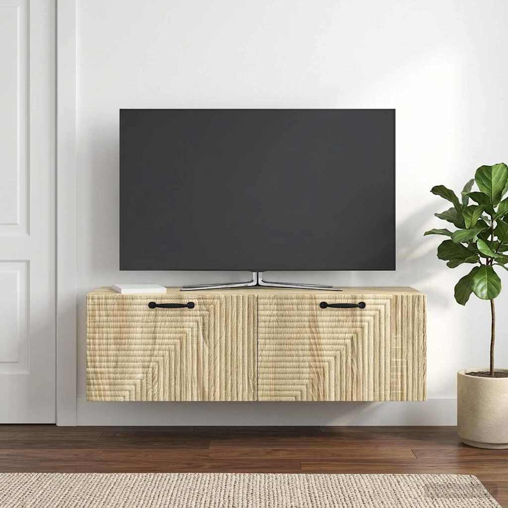 vidaXL Wall-Mounted TV Cabinet Wall-mounted Sonoma Oak 98 x 31 x 30 cm 1