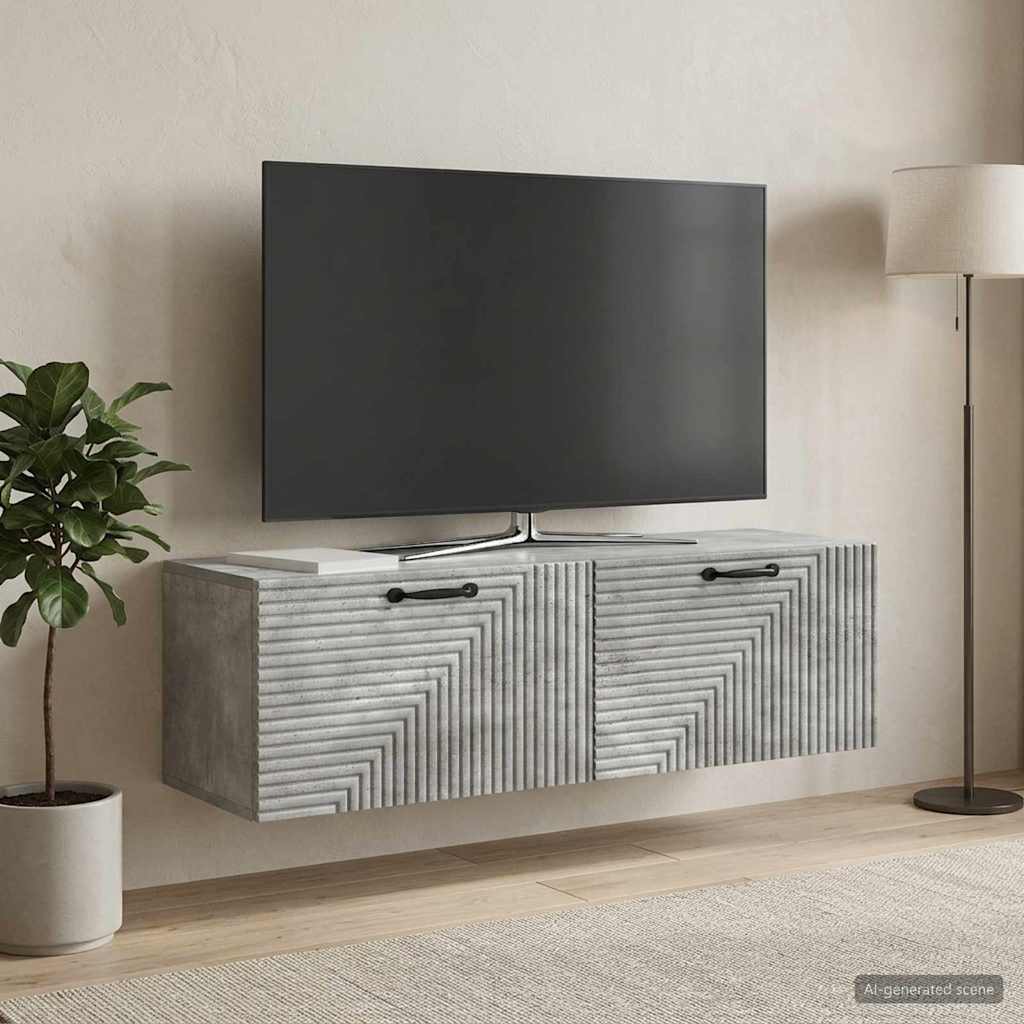 vidaXL Wall-Mounted TV Cabinet Concrete Grey 98 x 31 x 30 cm 1