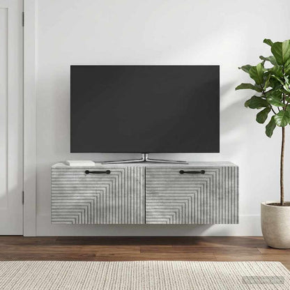 vidaXL Wall-Mounted TV Cabinet Concrete Grey 98 x 31 x 30 cm 4