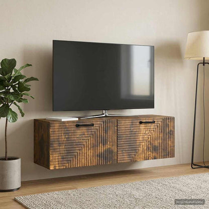 vidaXL Wall-Mounted TV Cabinet Wall-mounted Smoked Oak 98 x 31 x 30 cm 1