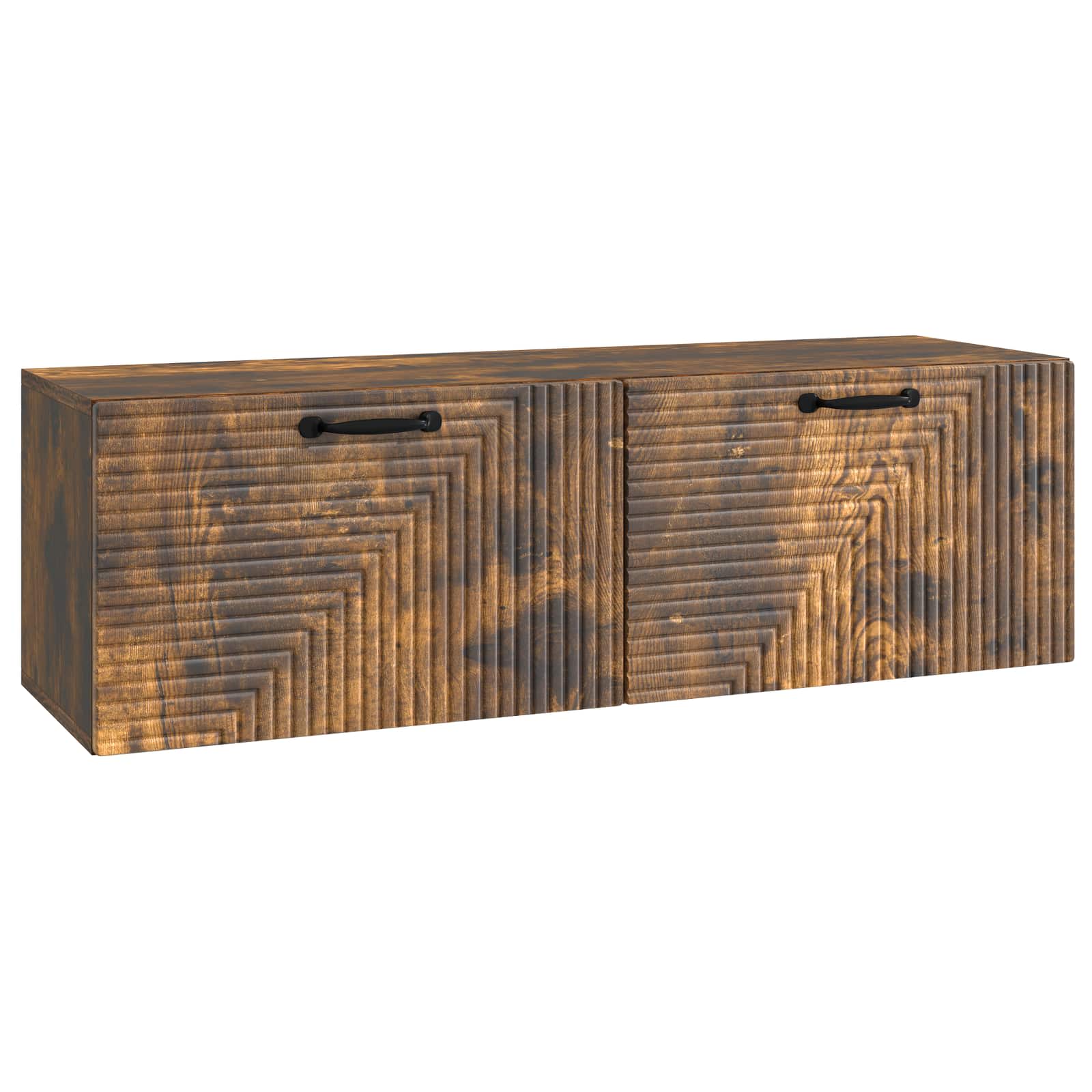 vidaXL Wall-Mounted TV Cabinet Wall-mounted Smoked Oak 98 x 31 x 30 cm 2
