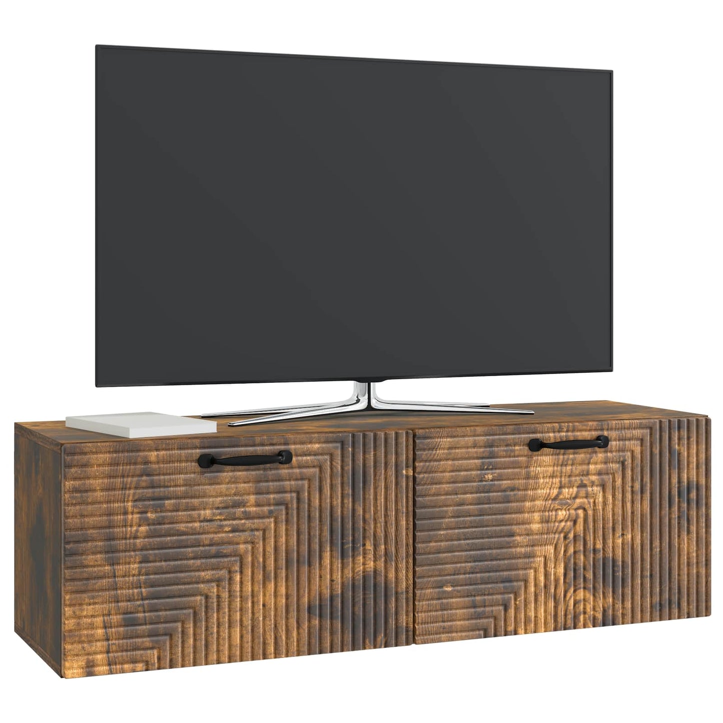 vidaXL Wall-Mounted TV Cabinet Wall-mounted Smoked Oak 98 x 31 x 30 cm 3