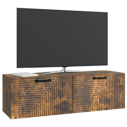 vidaXL Wall-Mounted TV Cabinet Wall-mounted Smoked Oak 98 x 31 x 30 cm 3