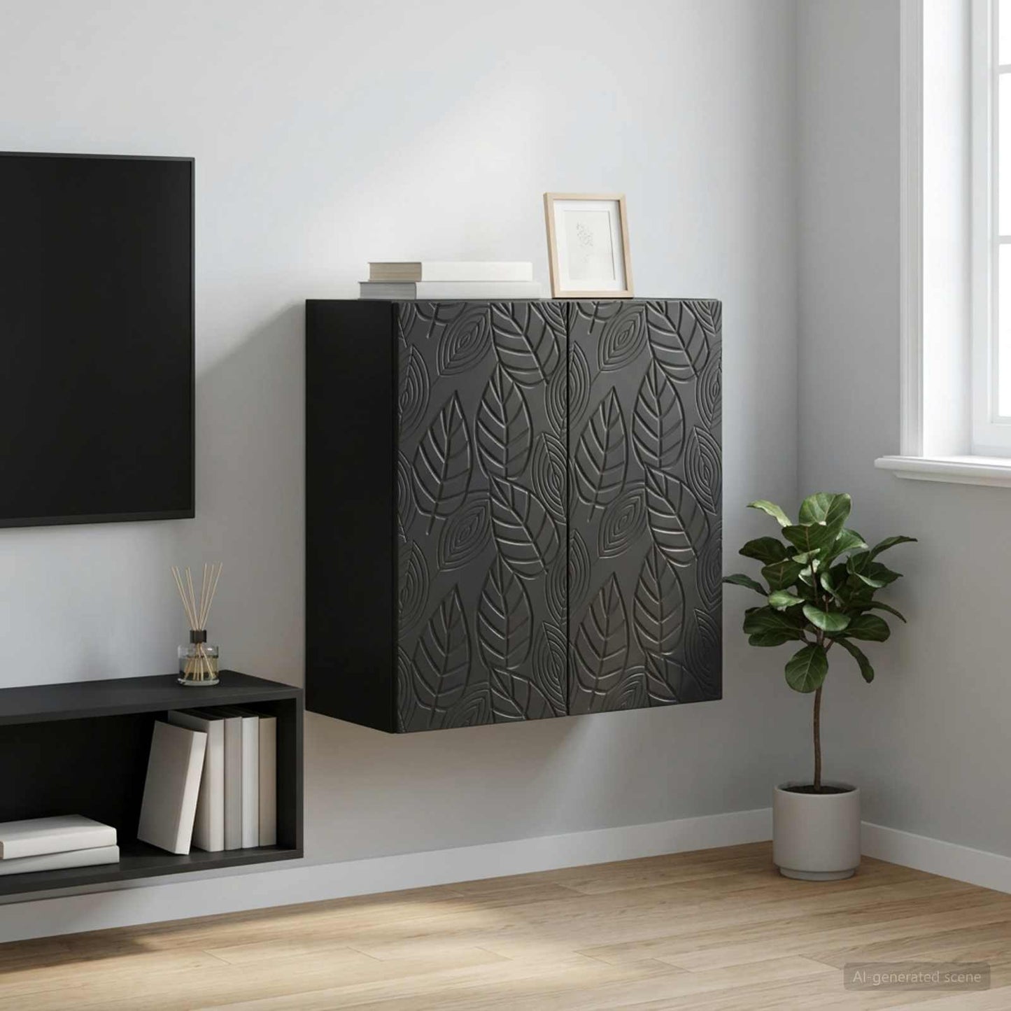 vidaXL Wall-Mounted Cabinet 59 x 31 x 60 cm Engineered Wood Black 1