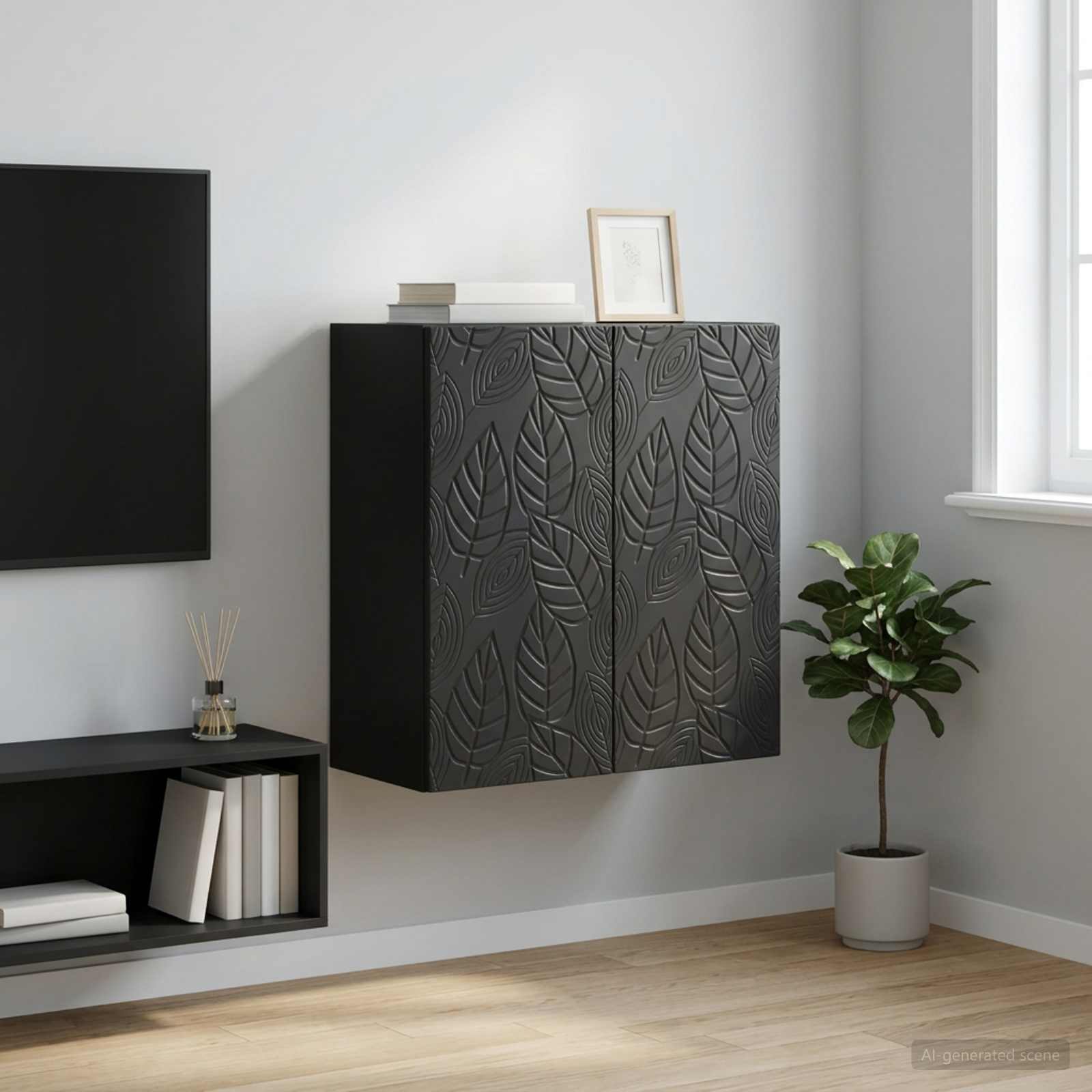 vidaXL Wall-Mounted Cabinet 59 x 31 x 60 cm Engineered Wood Black 1