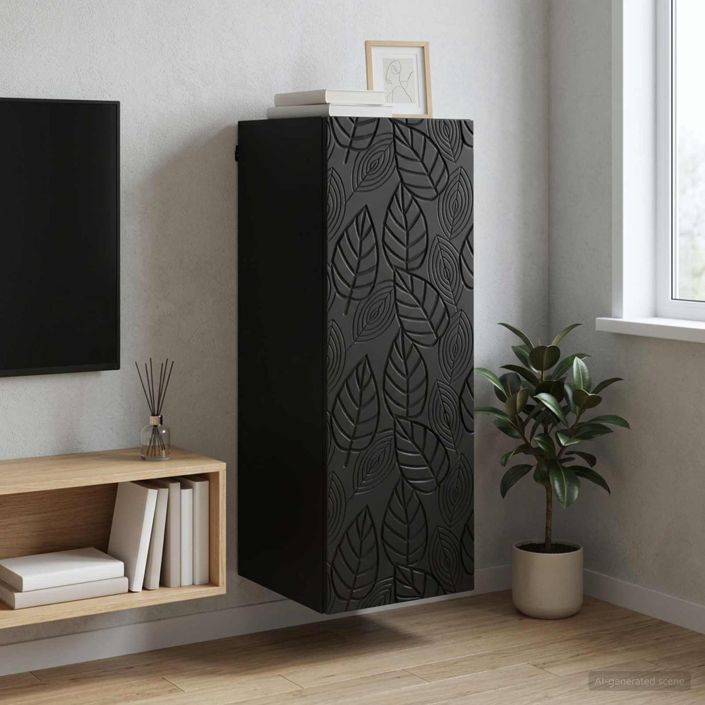 vidaXL Wall-Mounted Cabinet 33 x 34.5 x 90 cm Engineered Wood Black 1