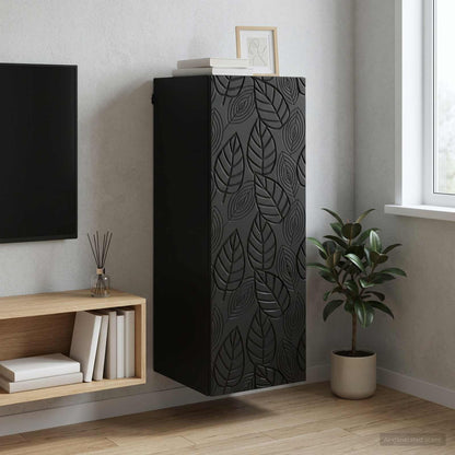 vidaXL Wall-Mounted Cabinet 33 x 34.5 x 90 cm Engineered Wood Black 1