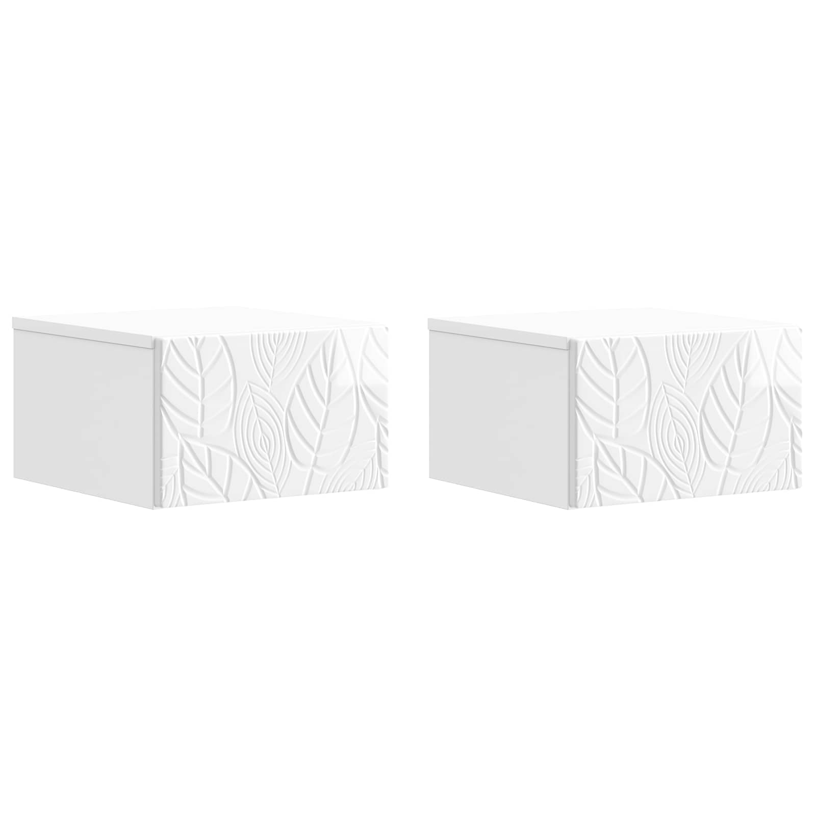 vidaXL Wall-Mounted Side Table 2 pcs High Gloss White 2