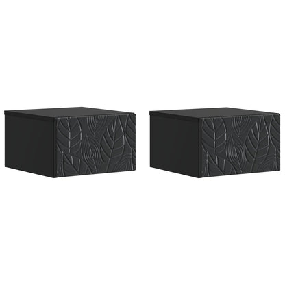 vidaXL Wall-Mounted Bedside Cabinet 2 pcs Black 49 x 34.5 x 20 cm 2