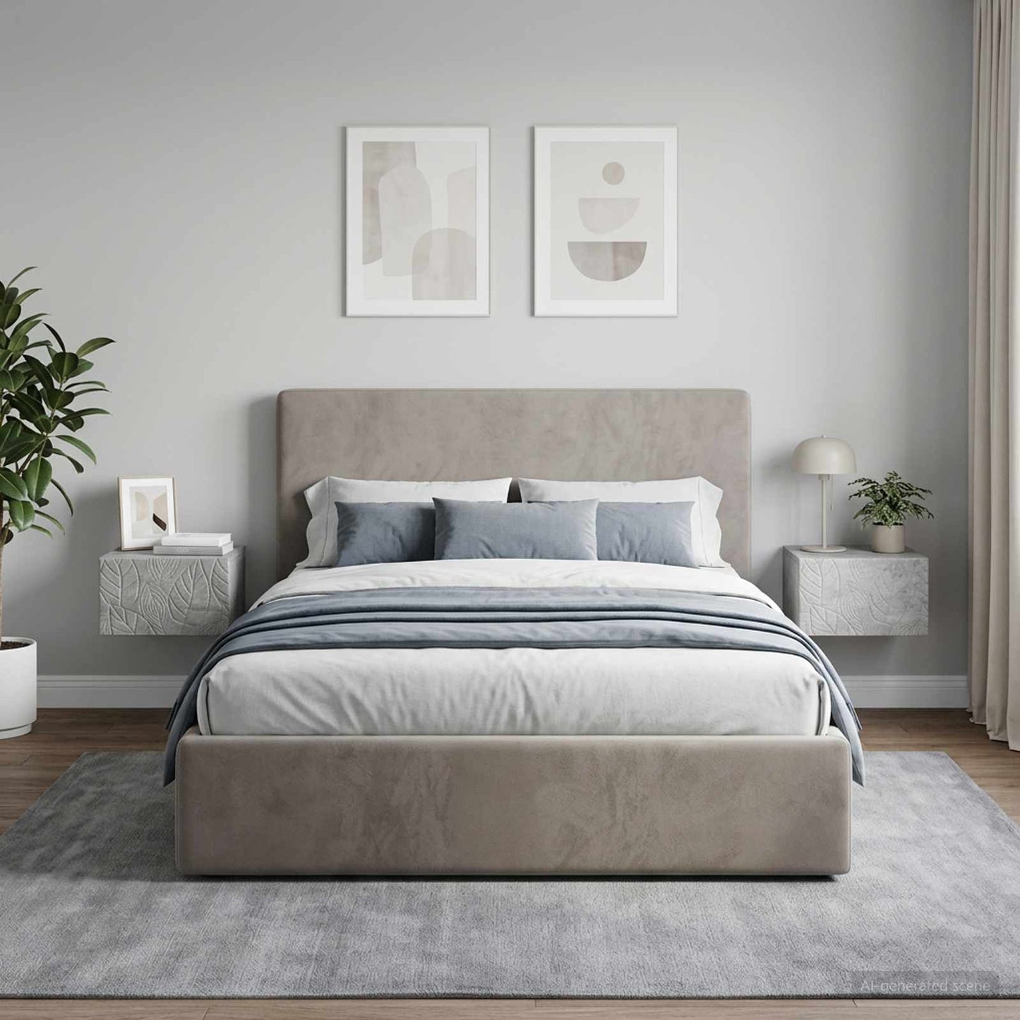 vidaXL Wall-Mounted Bedside Cabinet 2 pcs Concrete Grey 3