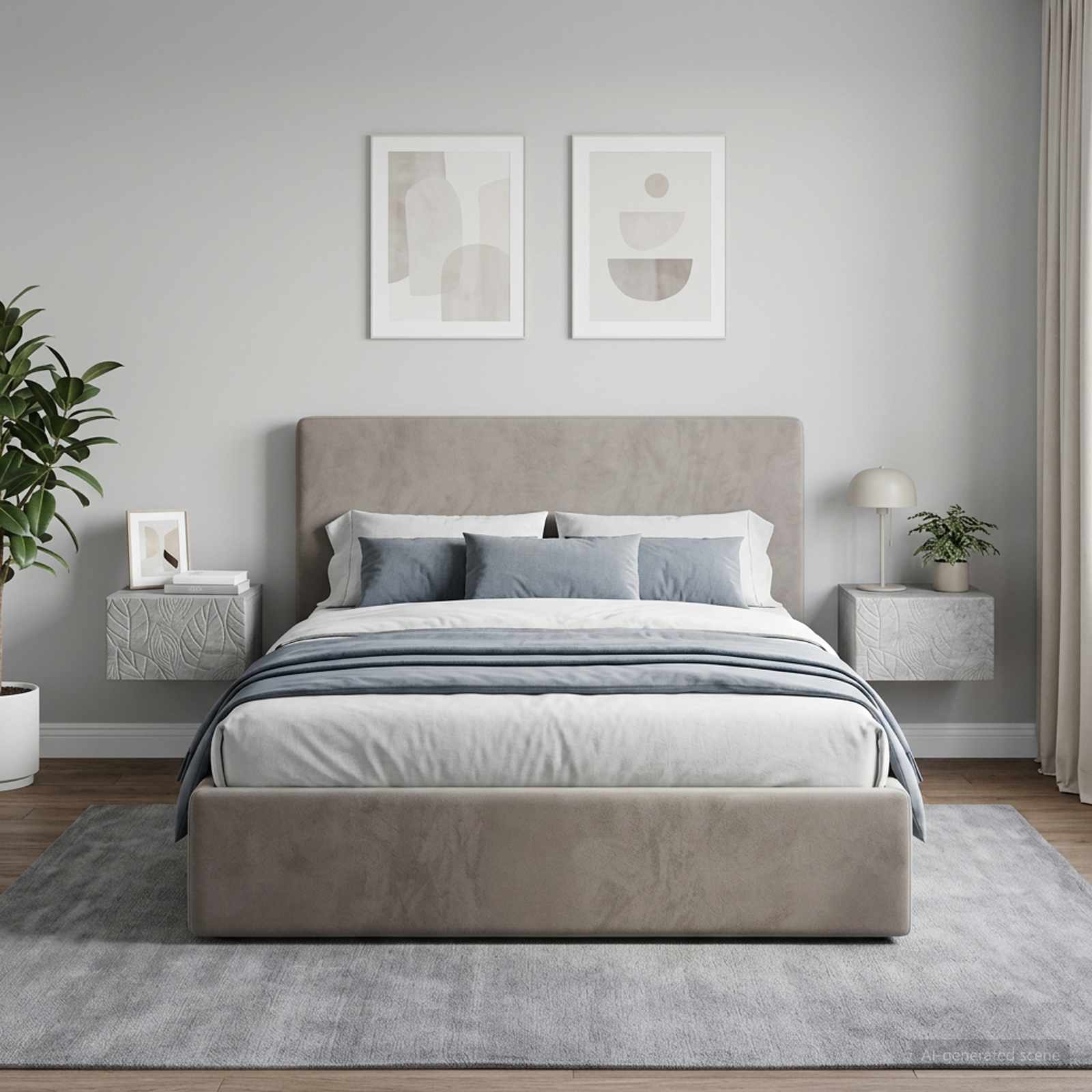 vidaXL Wall-Mounted Bedside Cabinet 2 pcs Concrete Grey 3