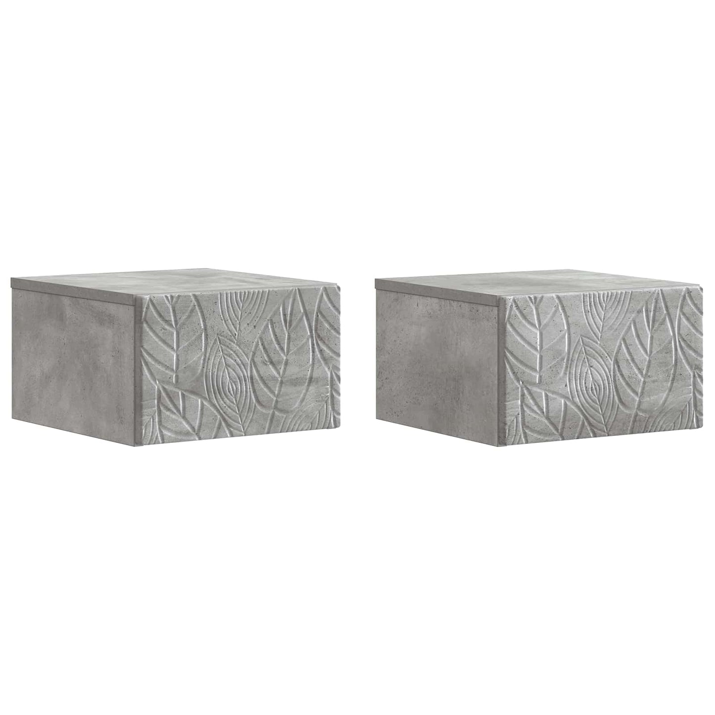 vidaXL Wall-Mounted Bedside Cabinet 2 pcs Concrete Grey 2