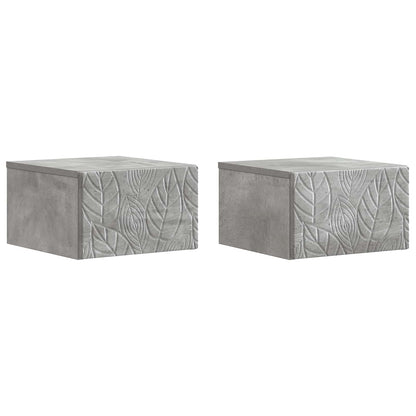 vidaXL Wall-Mounted Bedside Cabinet 2 pcs Concrete Grey 2