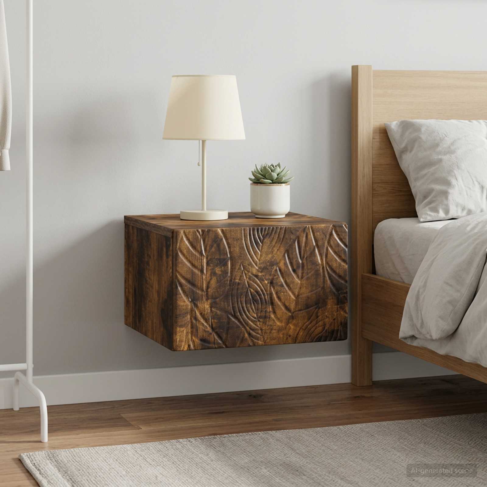 vidaXL Wall-Mounted Bedside Cabinet 2 pcs Smoked Oak 49 x 34.5 x 20 cm 1