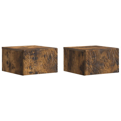 vidaXL Wall-Mounted Bedside Cabinet 2 pcs Smoked Oak 49 x 34.5 x 20 cm 2