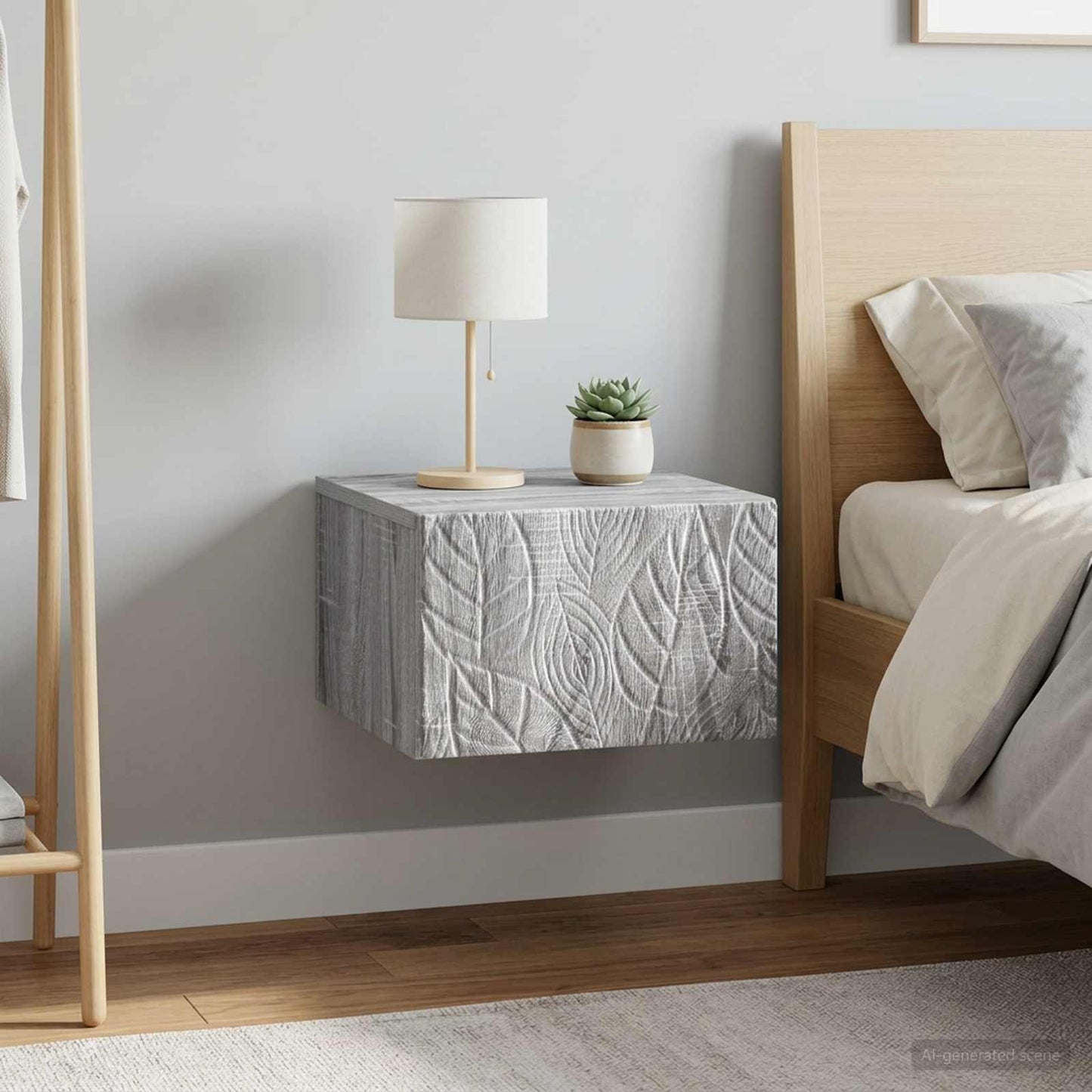 vidaXL Wall-Mounted Bedside Cabinet 2 pcs Grey Sonoma 1