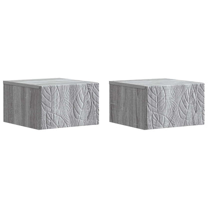 vidaXL Wall-Mounted Bedside Cabinet 2 pcs Grey Sonoma 2