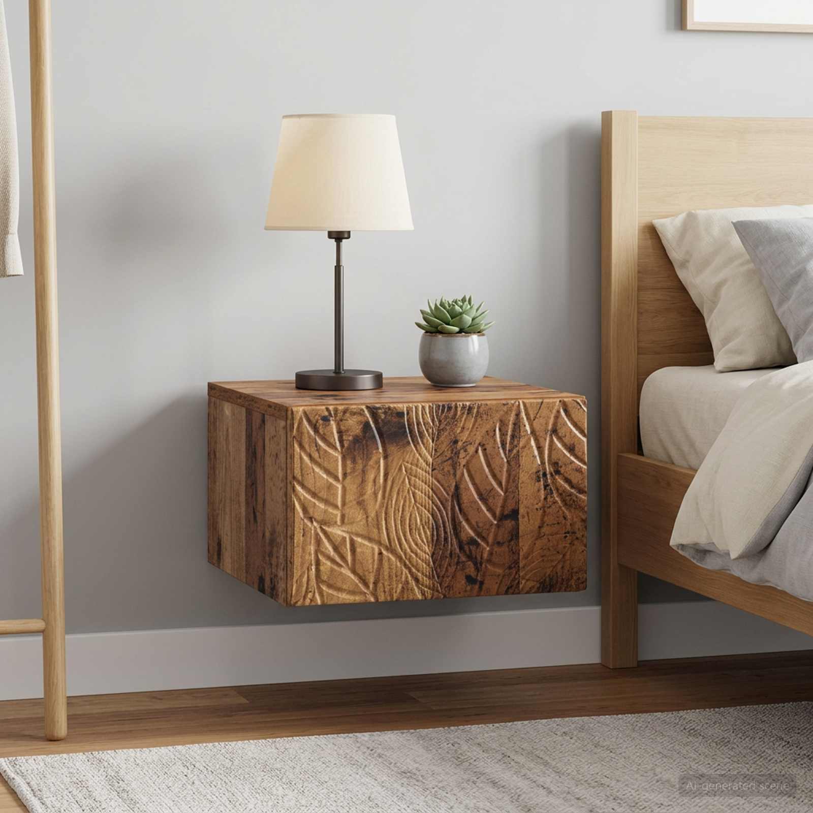 vidaXL Wall-Mounted Bedside Cabinet 2 pcs Old Wood 49 x 34.5 x 20 cm 1