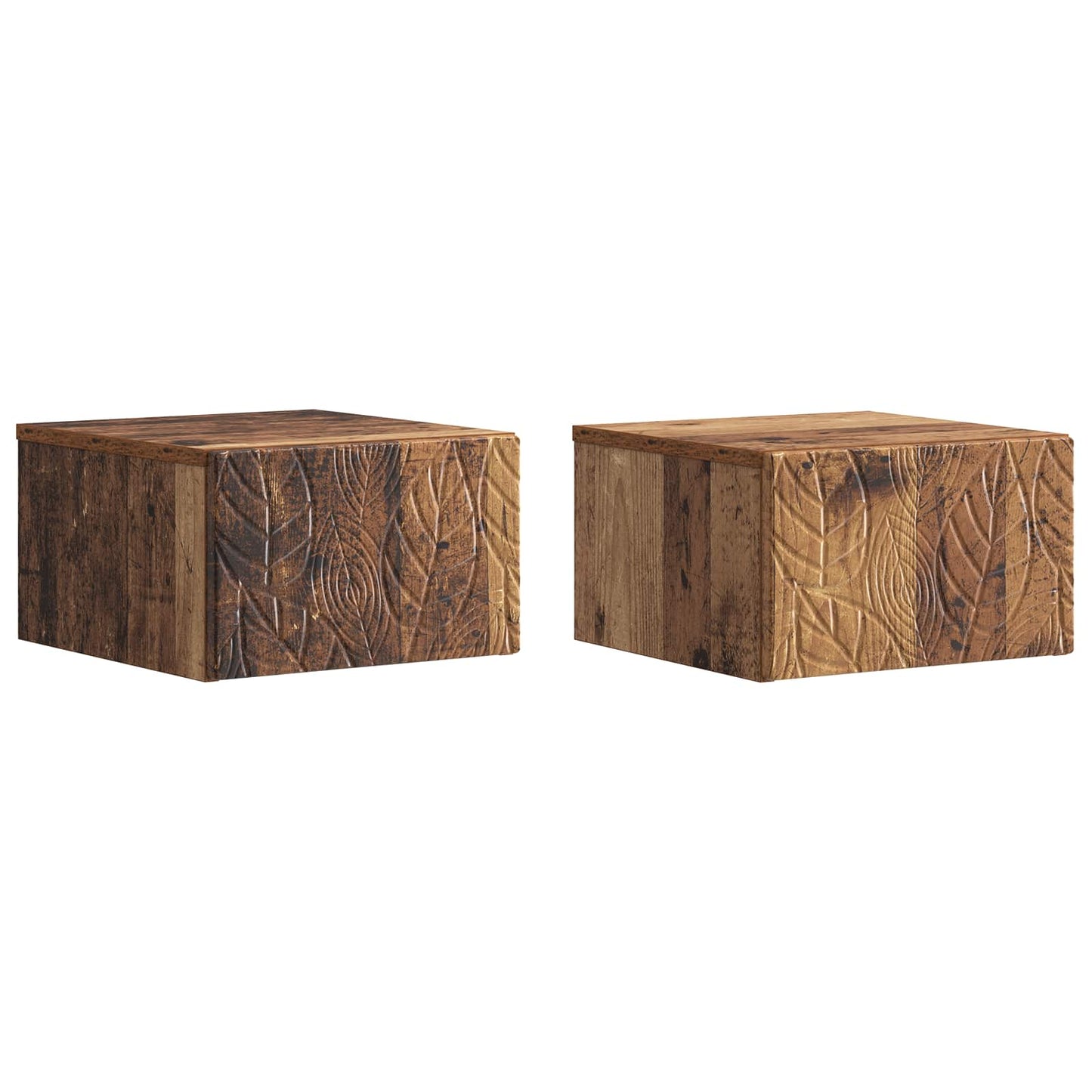 vidaXL Wall-Mounted Bedside Cabinet 2 pcs Old Wood 49 x 34.5 x 20 cm 2
